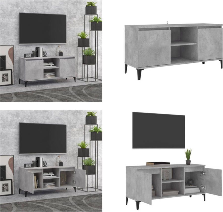 VidaXL Tv-meubel met metalen poten 103-5x35x50 cm betongrijs Tv-kast Tv-kasten Tv-standaard Tv-standaarden