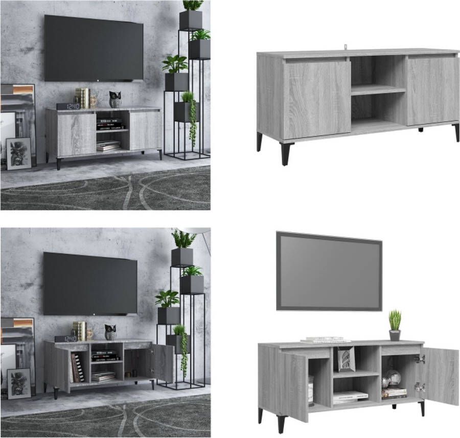 VidaXL Tv-meubel met metalen poten 103-5x35x50 cm grijs sonoma eiken Tv-meubel Tv-meubelen Tv-kast Televisiemeubel