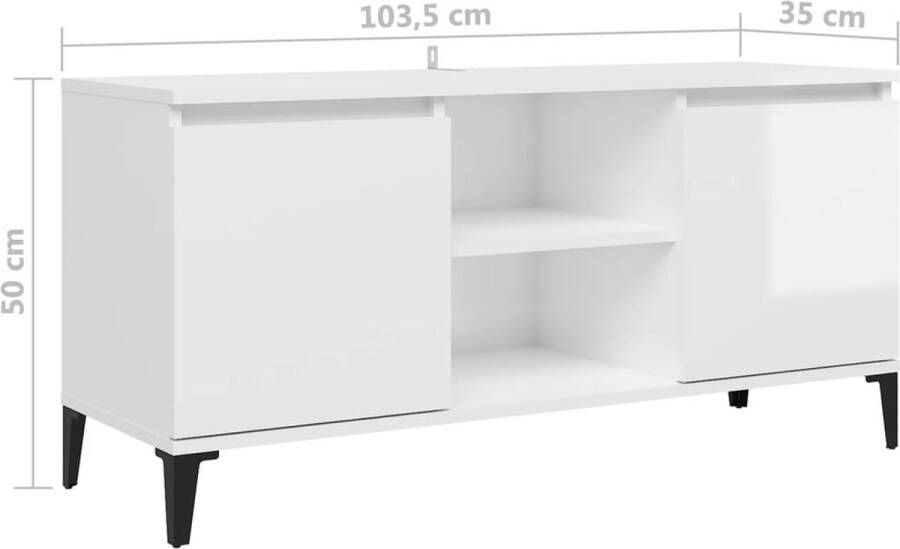 VidaXL -Tv-meubel-met-metalen-poten-103 5x35x50-cm-hoogglans-wit - Foto 3