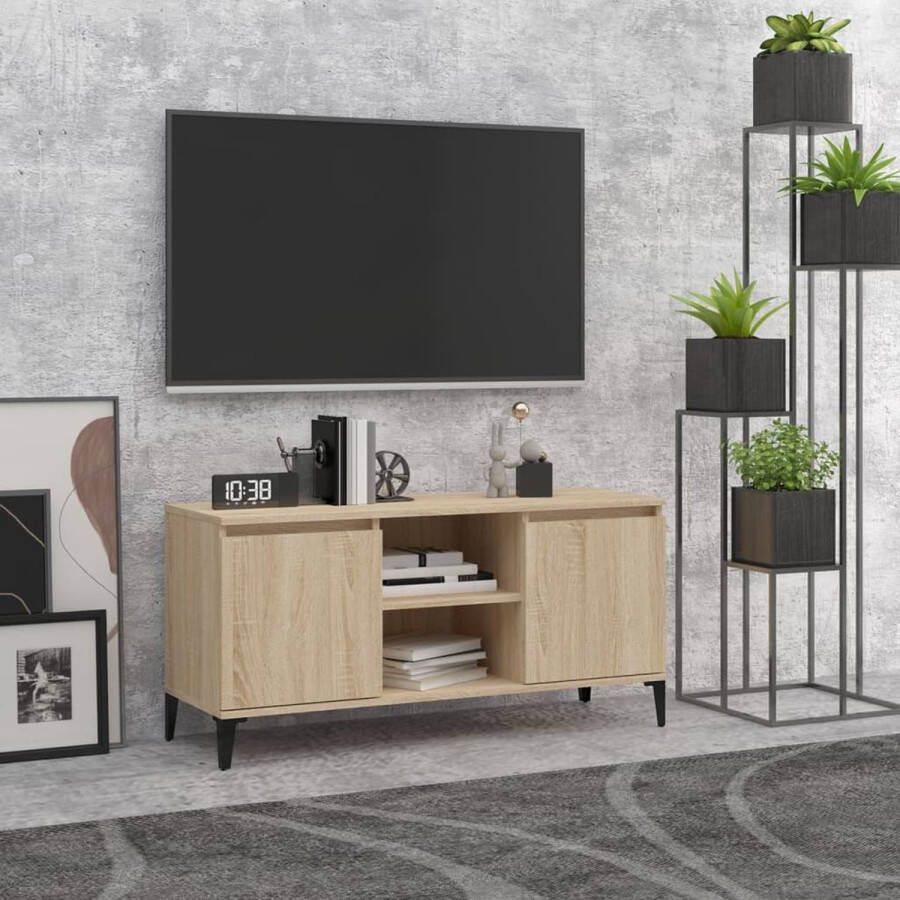 VidaXL -Tv-meubel-met-metalen-poten-103 5x35x50-cm-sonoma-eikenkleurig