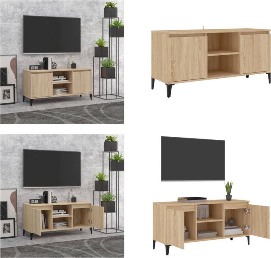 VidaXL Tv-meubel met metalen poten 103-5x35x50 cm sonoma eikenkleurig Tv-kast Tv-kasten Tv-standaard Tv-standaarden