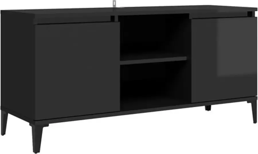 VIDAXL Tv-meubel met metalen poten 103 5x35x50 cm hoogglans zwart - Foto 2