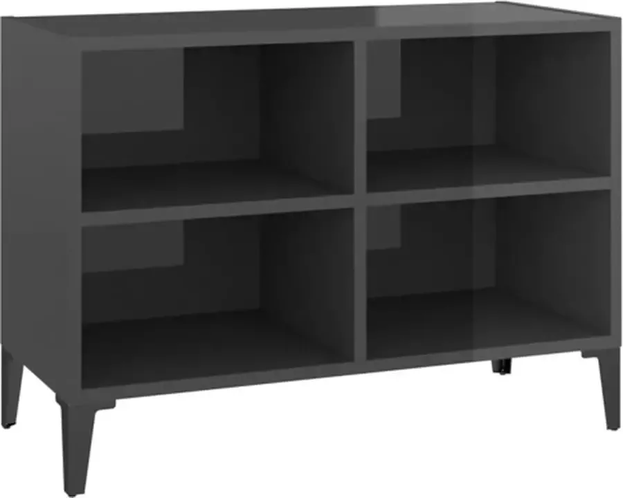 VidaXL -Tv-meubel-met-metalen-poten-69 5x30x50-cm-hoogglans-grijs - Foto 2