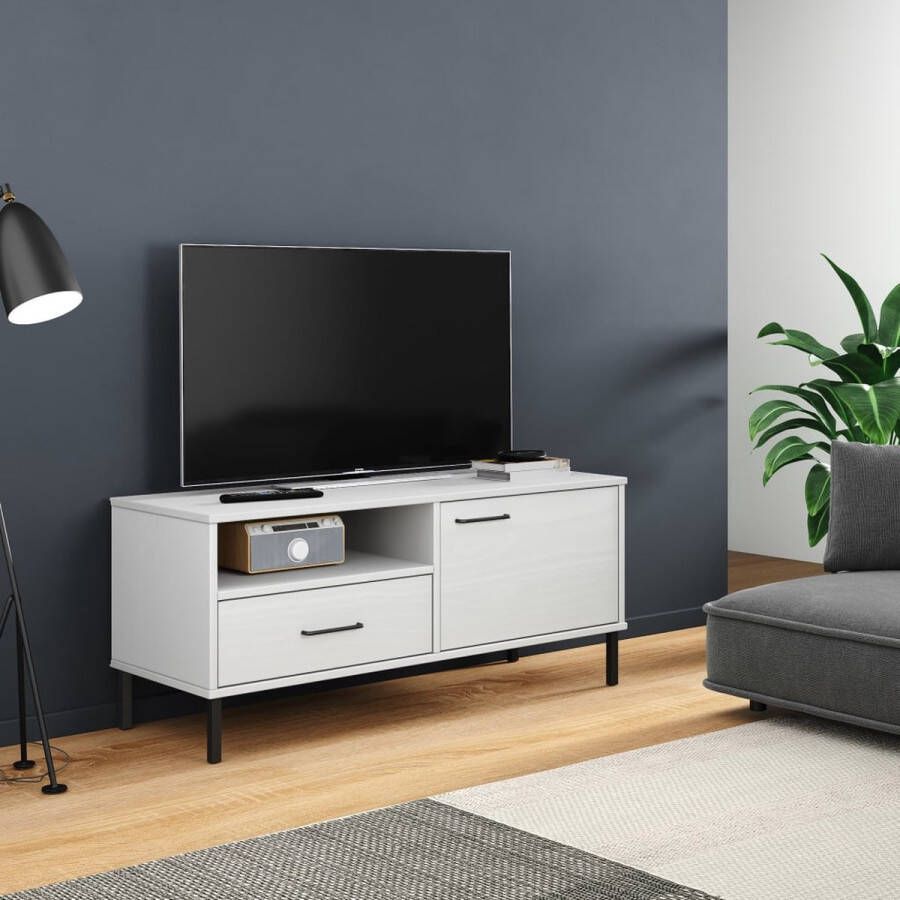 VidaXL -Tv-meubel-met-metalen-poten-OSLO-massief-grenenhout-wit