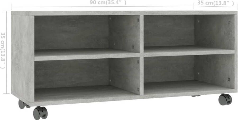 VidaXL -Tv-meubel-met-wieltjes-90x35x35-cm-bewerkt-hout-betongrijs