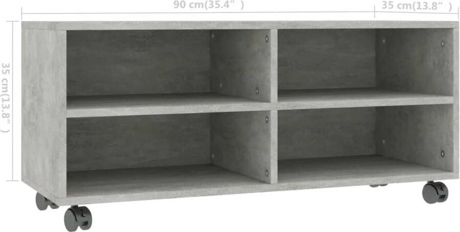 VidaXL -Tv-meubel-met-wieltjes-90x35x35-cm-bewerkt-hout-betongrijs - Foto 1