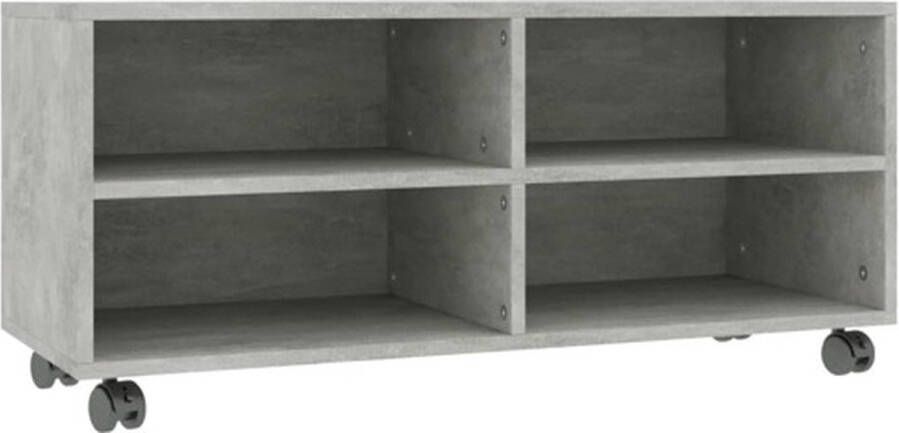 VidaXL -Tv-meubel-met-wieltjes-90x35x35-cm-bewerkt-hout-betongrijs - Foto 2