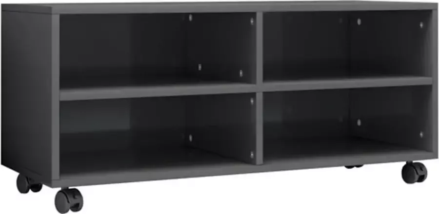 VIDAXL Tv-meubel met wieltjes 90x35x35 cm bewerkt hout hoogglans grijs - Foto 2