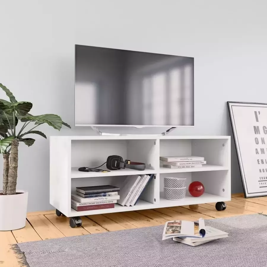 VidaXL -Tv-meubel-met-wieltjes-90x35x35-cm-bewerkt-hout-wit