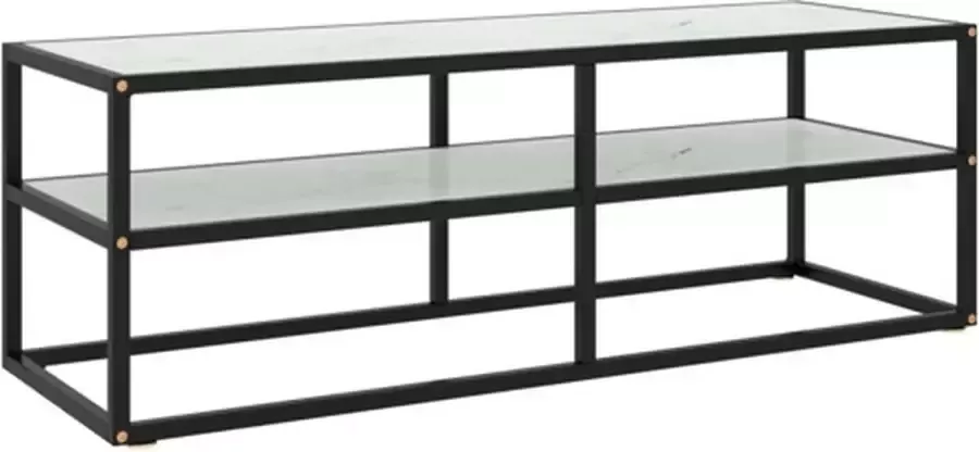 VidaXL -Tv-meubel-met-wit-marmerglas-120x40x40-cm-zwart - Foto 2