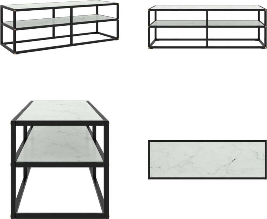 VidaXL Tv-meubel met wit marmerglas 120x40x40 cm zwart Tv-kast Tv-kasten Televisiekast Televisiekasten