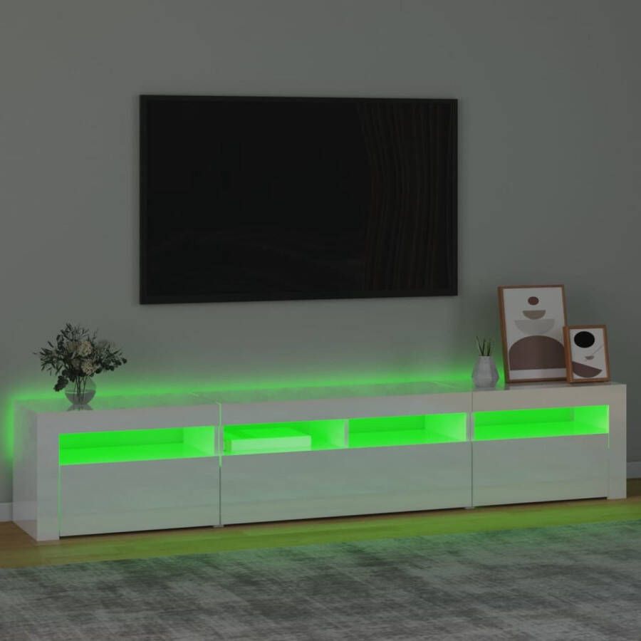 VidaXL TV-meubel Mid Hoogglans wit RGB LED-verlichting 210 x 35 x 40 cm Kast