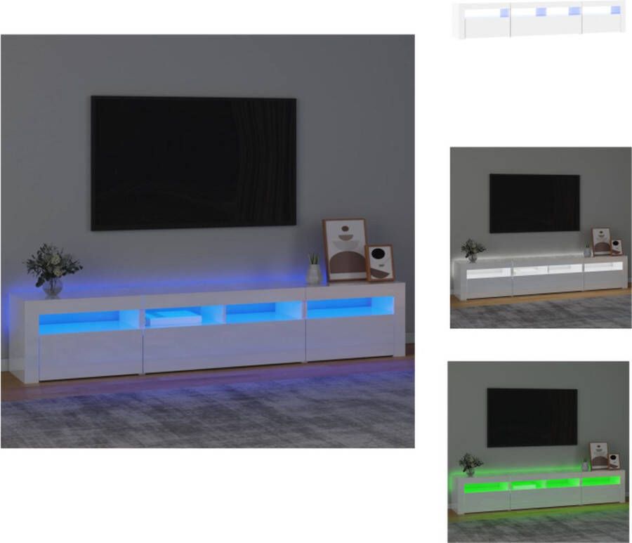 vidaXL TV-meubel Mid Hoogglans wit RGB LED-verlichting 210 x 35 x 40 cm Kast