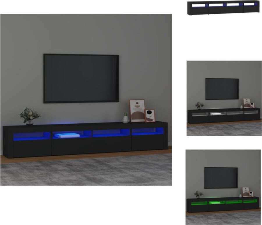 VidaXL Tv-kast Tv-kasten Tv-meubel Met LED-verlichting Tv-meubel met LED-verlichting 240x35x40 cm zwart - Foto 2