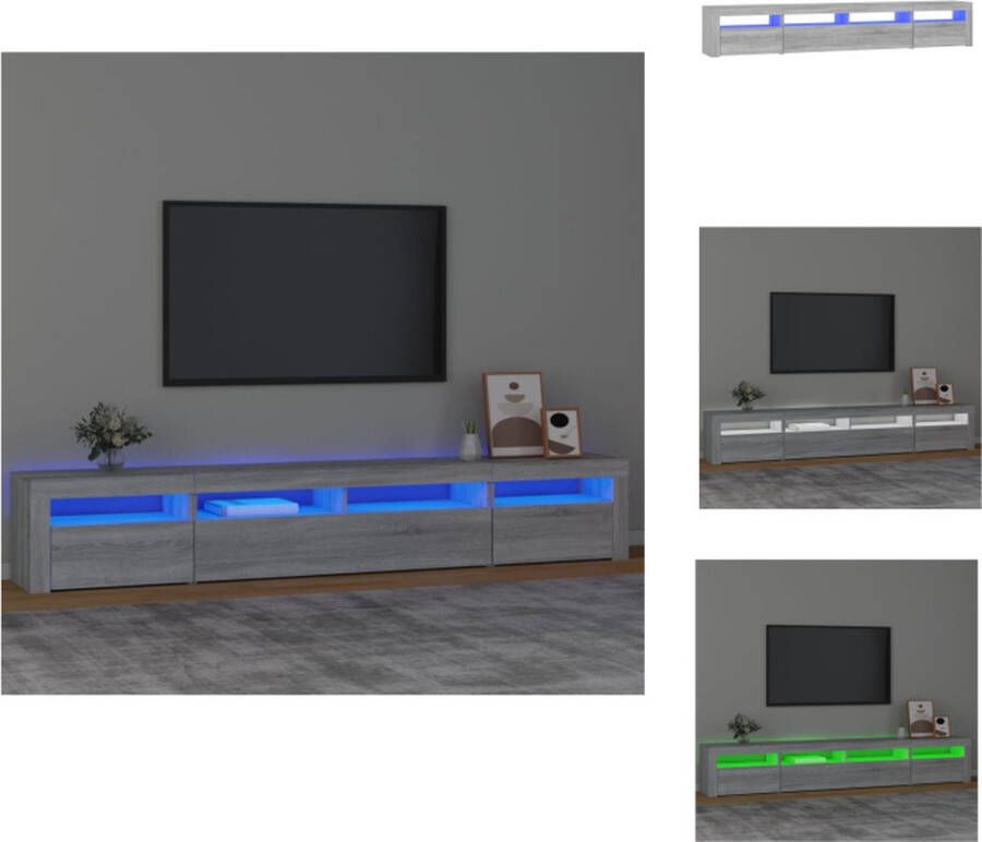 vidaXL Tv-meubel Middelgroot Grijs Sonoma Eiken 240 x 35 x 40 cm Met RGB LED-verlichting Kast