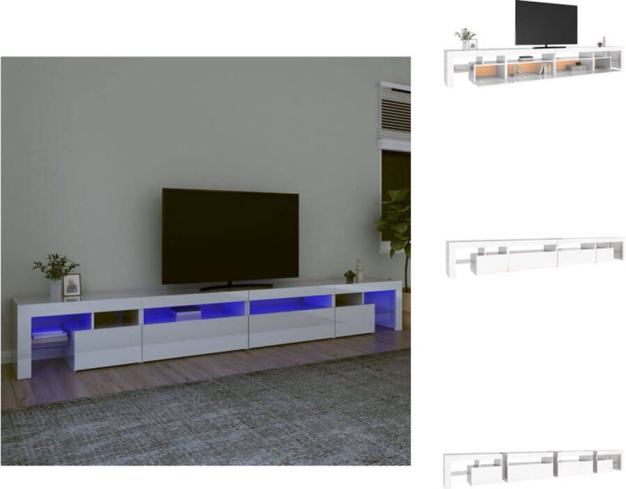 VidaXL TV Meubel Middelgroot Hoogglans Wit 290 x 36.5 x 40 cm Met RGB LED-verlichting Kast