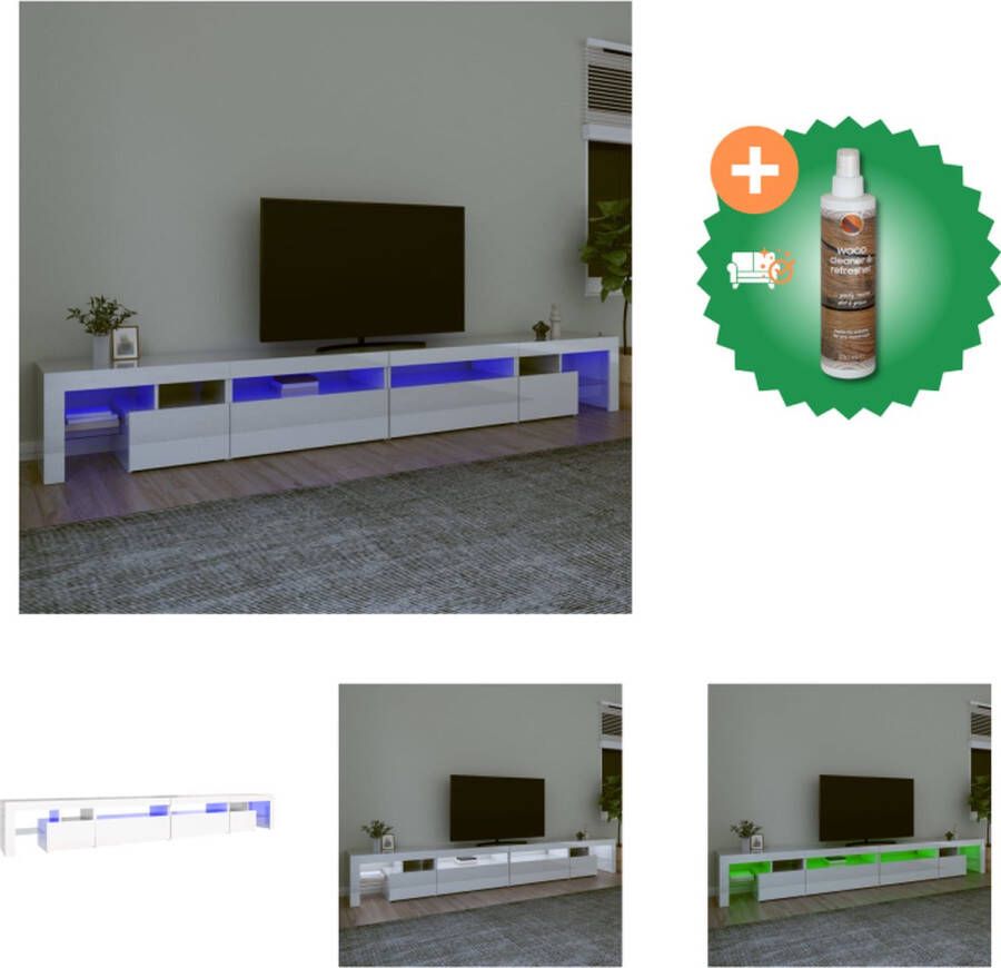 VidaXL TV Meubel Middelgroot Hoogglans Wit 290 x 36.5 x 40 cm Met RGB LED-verlichting Kast Inclusief Houtreiniger en verfrisser