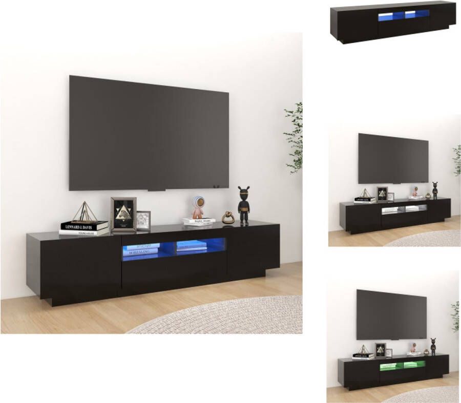 VidaXL TV-meubel Modern Hifi-kast 180 x 35 x 40 cm RGB LED-verlichting Zwart Bewerkt hout Kast