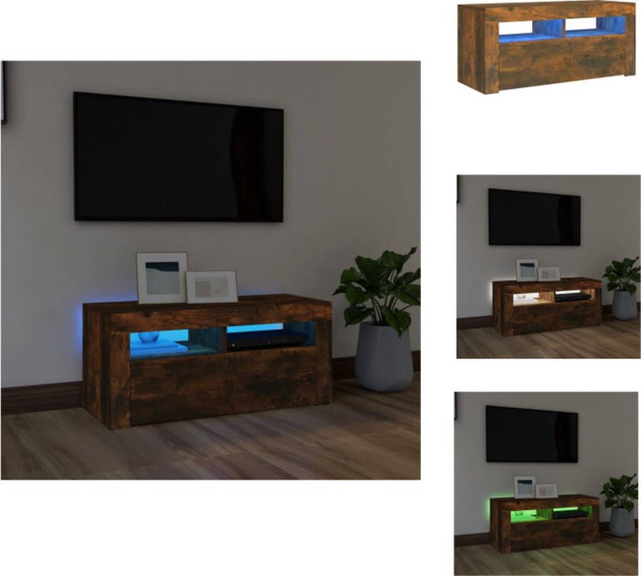 VidaXL Tv Kast Tv Kasten Tv Meubel Tv Meubels Tv-meubel met LED-verlichting 90x35x40 cm gerookt eikenkleurig