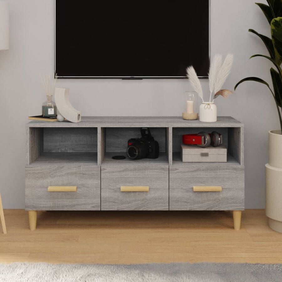 vidaXL TV-meubel Moderne Media 102 x 36 x 50 cm Kleur- Grijs Sonoma Eiken Kast