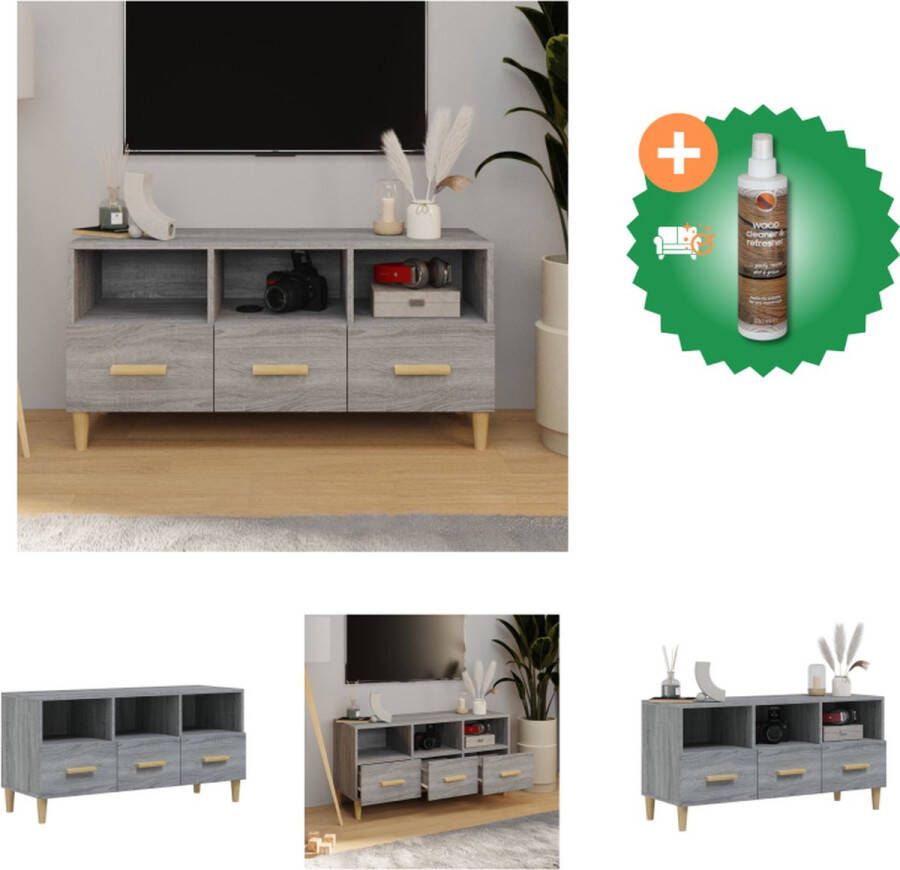 VidaXL Televisiekast trendy en praktisch design Bewerkt hout 102 x 36 x 50 cm Grijs Sonoma eiken Kast Inclusief Houtreiniger en verfrisser