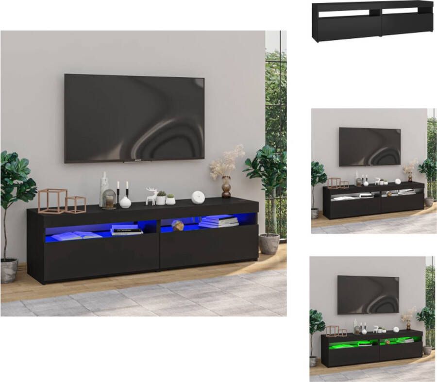 VidaXL Tv-kast Tv-kasten Tv-meubel Met LED-verlichting Tv-meubelen 2 st met LED-verlichting 75x35x40 cm zwart - Foto 2