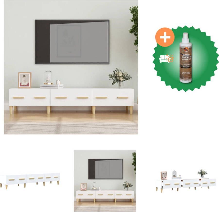 VidaXL TV-meubel Moderne witte mediakast 150 x 34.5 x 30 cm Stevig en ruim Kast Inclusief Houtreiniger en verfrisser