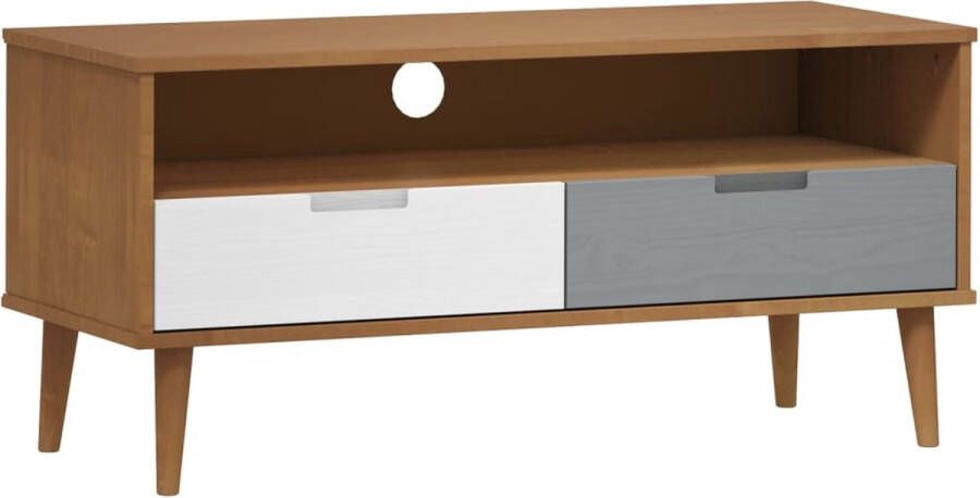 VidaXL Tv-meubel MOLDE 106x40x49 cm Grenenhout Bruin Tv Kast Houten Tv Kast Salontafel Living Meubels Grenoblehouten Meubilair Vintage Tv Stand Rustic Tv Unit