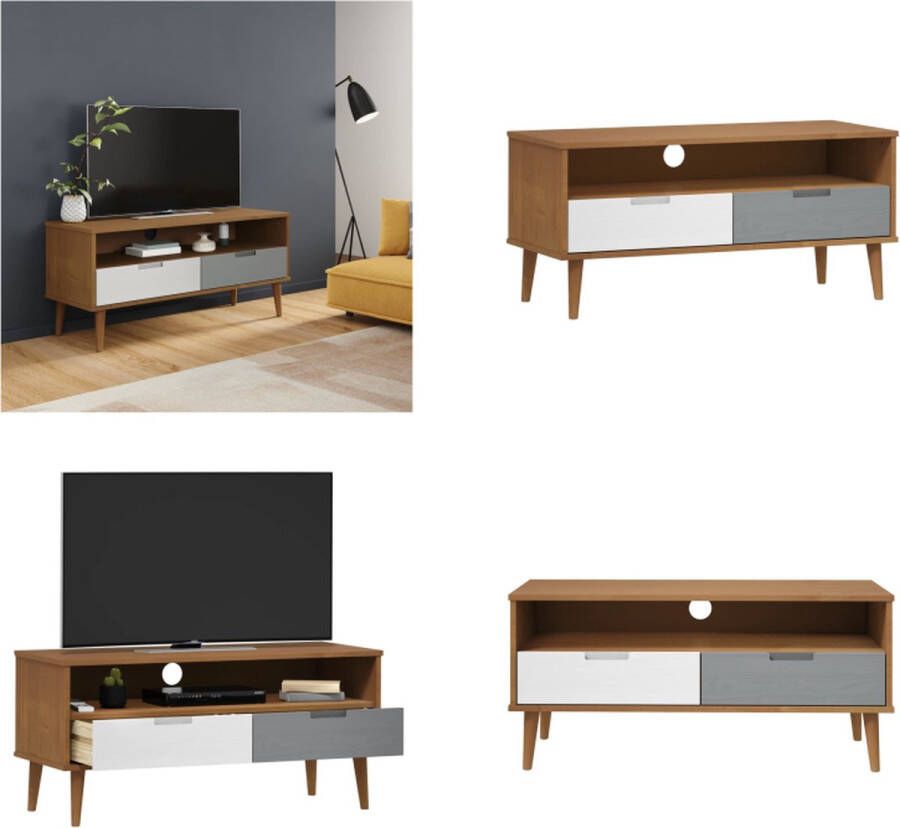 VidaXL Tv-meubel MOLDE 106x40x49 cm massief grenenhout bruin Tv-kast Tv-kasten Tv-meubel Hifi-meubel