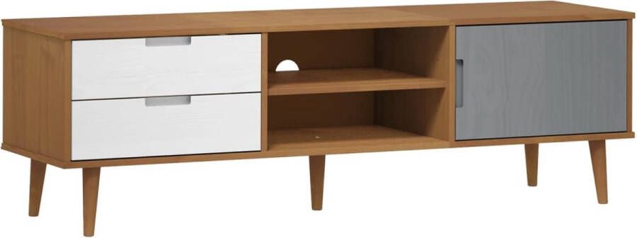 VidaXL -Tv-meubel-MOLDE-158x40x49-cm-massief-grenenhout-bruin - Foto 3