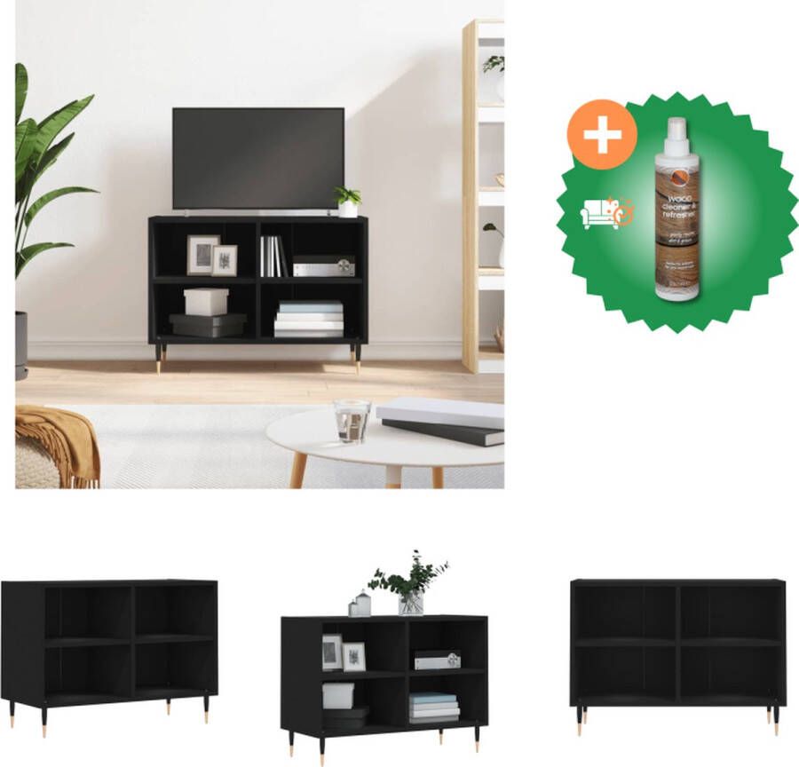 VidaXL TV-meubel naam TV-meubels 69.5 x 30 x 50 cm Zwart Hout en IJzer Kast Inclusief Houtreiniger en verfrisser