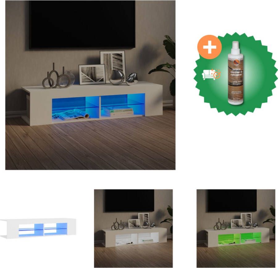 VidaXL tv-meubel New York TV-meubels 135 x 39 x 30 cm wit RGB LED-verlichting Kast Inclusief Houtreiniger en verfrisser