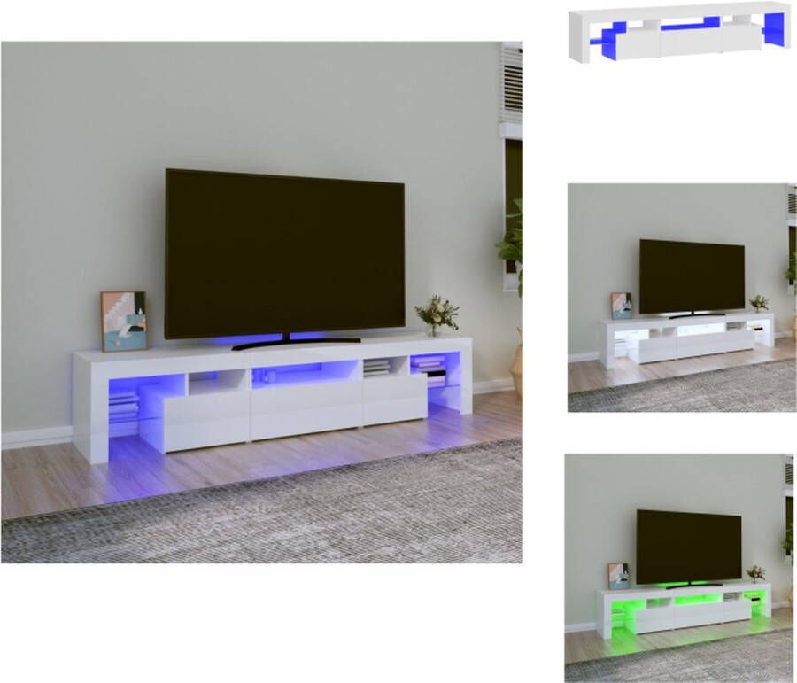 VidaXL Tv-kast Tv-kasten Tv-meubel Met LED-verlichting Tv-meubel met LED-verlichting 200x36-5x40 cm hoogglans wit