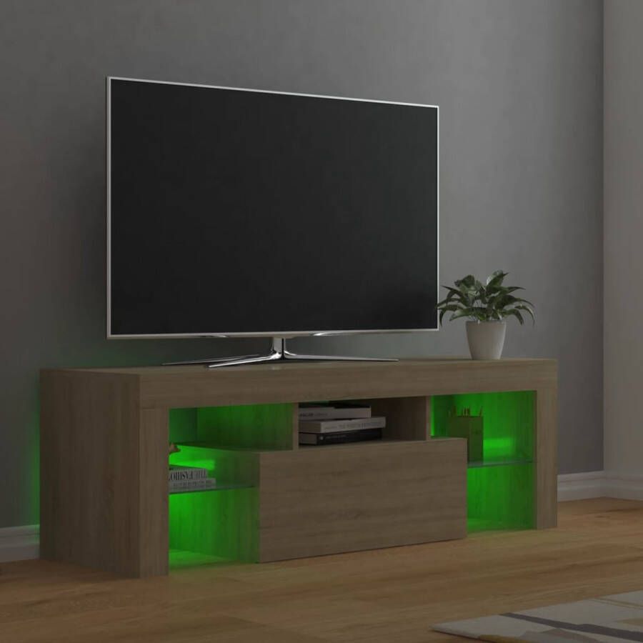 VidaXL TV-meubel Nordic TV-meubel Sonoma Eiken 120 x 35 x 40 cm Met RGB LED-verlichting Kast