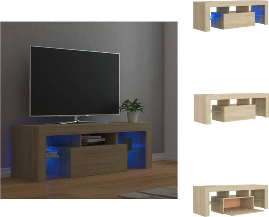 VidaXL Tv-kast Tv-kasten Televisiekast Televisiekasten Tv-meubel met LED-verlichting 120x35x40cm sonoma eikenkleurig - Foto 3