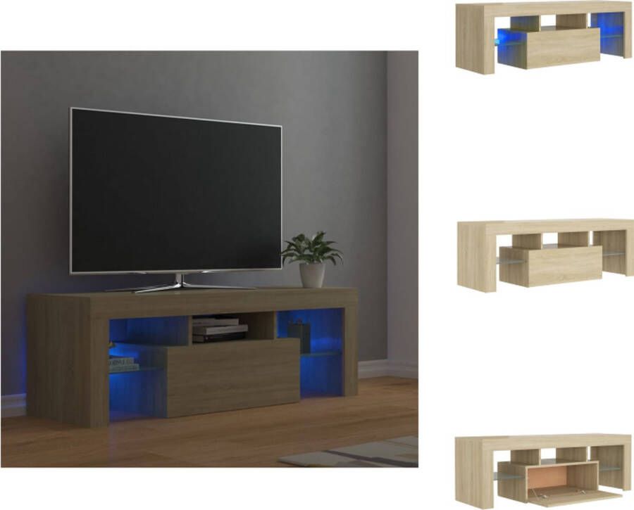 vidaXL TV-meubel Nordic TV-meubel Sonoma Eiken 120 x 35 x 40 cm Met RGB LED-verlichting Kast