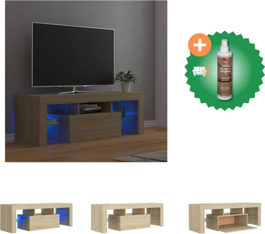 VidaXL TV-meubel Nordic TV-meubel Sonoma Eiken 120 x 35 x 40 cm Met RGB LED-verlichting Kast Inclusief Houtreiniger en verfrisser - Foto 2