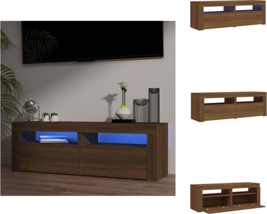 VidaXL TV-meubel LED-verlichting Moderne stijl Kleurrijke LED Opbergruimte USB-aansluiting Bruineiken 120 x 35 x 40 cm RGB Kast - Foto 4