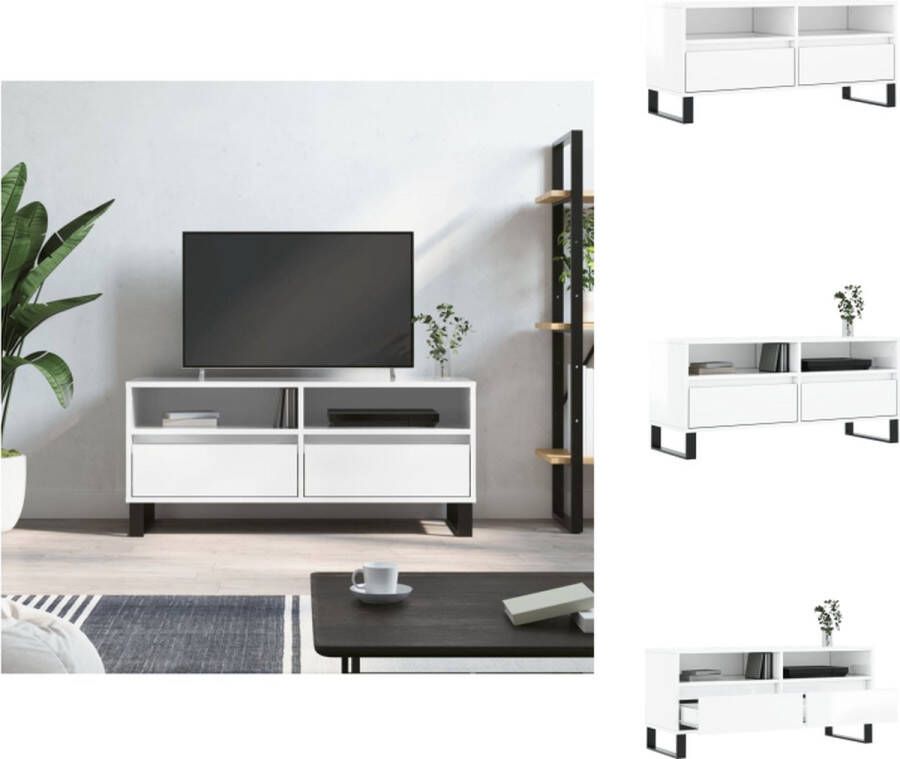 vidaXL TV-meubel Oslo TV-meubels 100x34.5x44.5 cm Hoogglans wit Kast