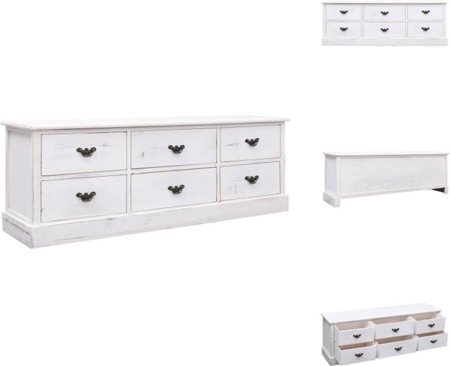 VidaXL Tv-meubel Tv-meubelen Tv-kast Televisiemeubel Tv-meubel 108x30x40 cm massief paulowniahout antiekwit