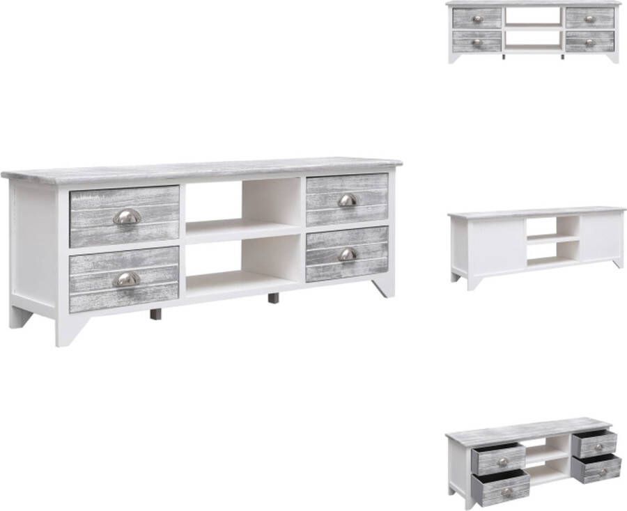 VidaXL Tv-meubel Tv-kasten Tv-standaard Tv-standaards Tv-meubel 108x30x40 cm massief paulowniahout wit en grijs