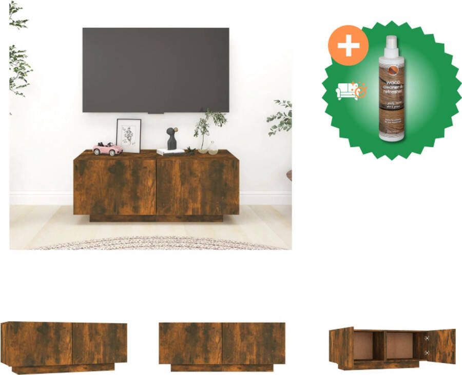 VidaXL Tv-meubel Praktisch bewerkt hout Gerookt eiken 100 x 35 x 40 cm Trendy design Kast Inclusief Houtreiniger en verfrisser - Foto 3