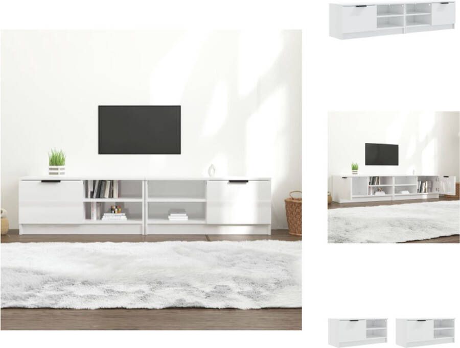 VidaXL TV-meubel Praktisch bewerkt hout Hoogglans wit 80x35x36.5 cm Kast