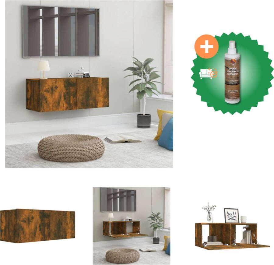 VidaXL Tv-meubel Praktisch Materiaal- Bewerkt hout Afmetingen- 80 x 30 x 30 cm (B x D x H) Kleur- Gerookt eiken Kast Inclusief Houtreiniger en verfrisser