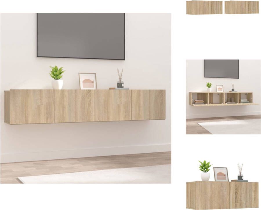 VidaXL Tv-kast Tv-kasten Tv-meubel Met LED-verlichting Tv-meubelen 2 st 80x30x30 cm bewerkt hout sonoma eikenkleurig