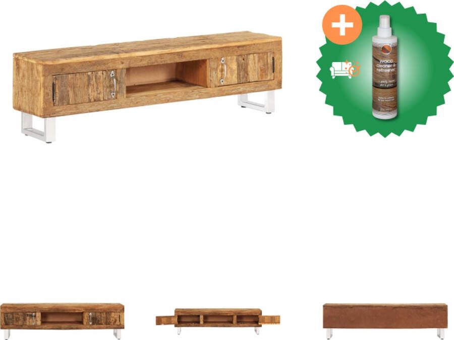 VidaXL TV-meubel Retro Hout 140x30x40 cm Massief gerecycled hout 2 deuren Kast Inclusief Houtreiniger en verfrisser - Foto 2
