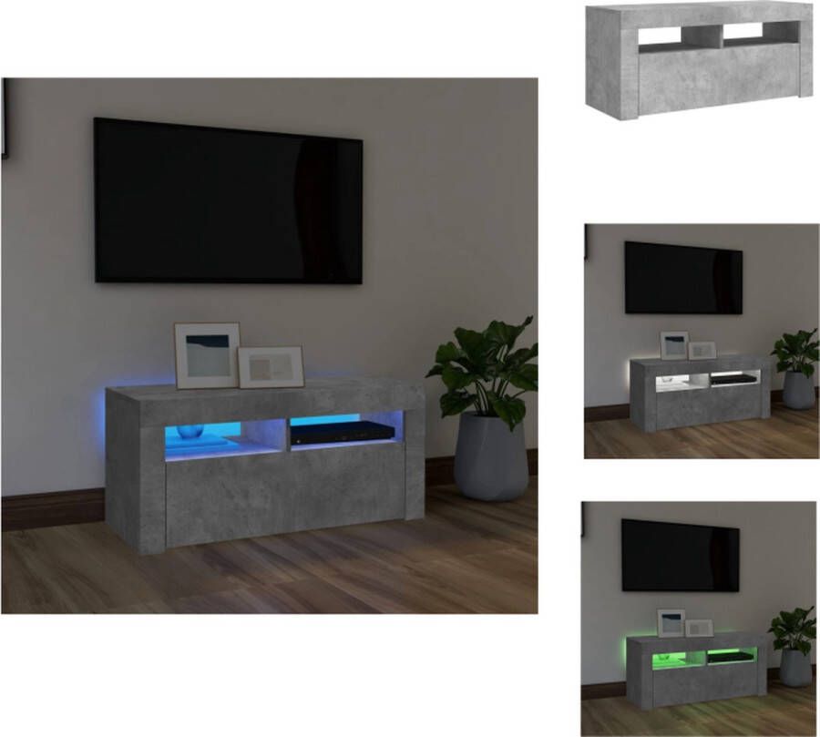 VidaXL Tv-kast Tv-kasten Televisiekast Televisiekasten Tv-meubel met LED-verlichting 90x35x40 cm betongrijs