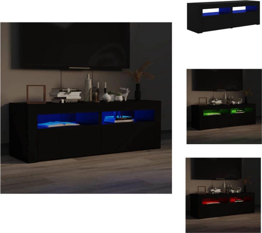VidaXL Tv-kast Tv-kasten Televisiekast Televisiekasten Tv-meubel met LED-verlichting 120x35x40 cm zwart - Foto 3