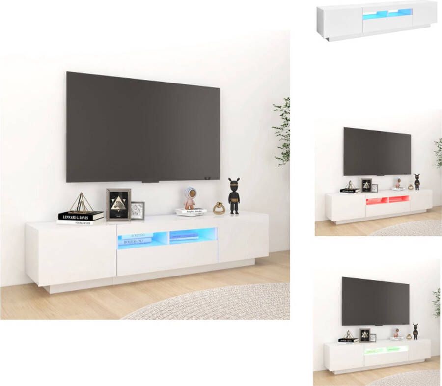 VidaXL Tv-kast Tv-kasten Televisiekast Televisiekasten Tv-meubel met LED-verlichting 180x35x40 cm hoogglans wit