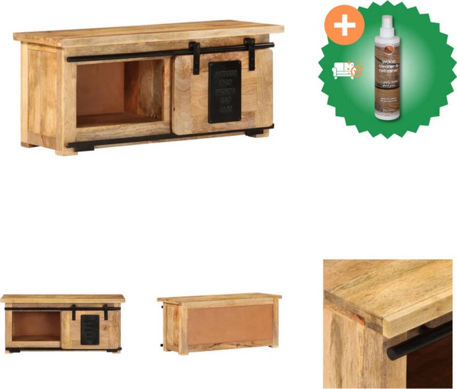 VidaXL TV Meubel Rustiek Mangohout 90 x 35 x 40 cm Schuifrail Kast Inclusief Houtreiniger en verfrisser